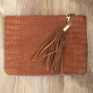 Brown faux Alligator Wristlet